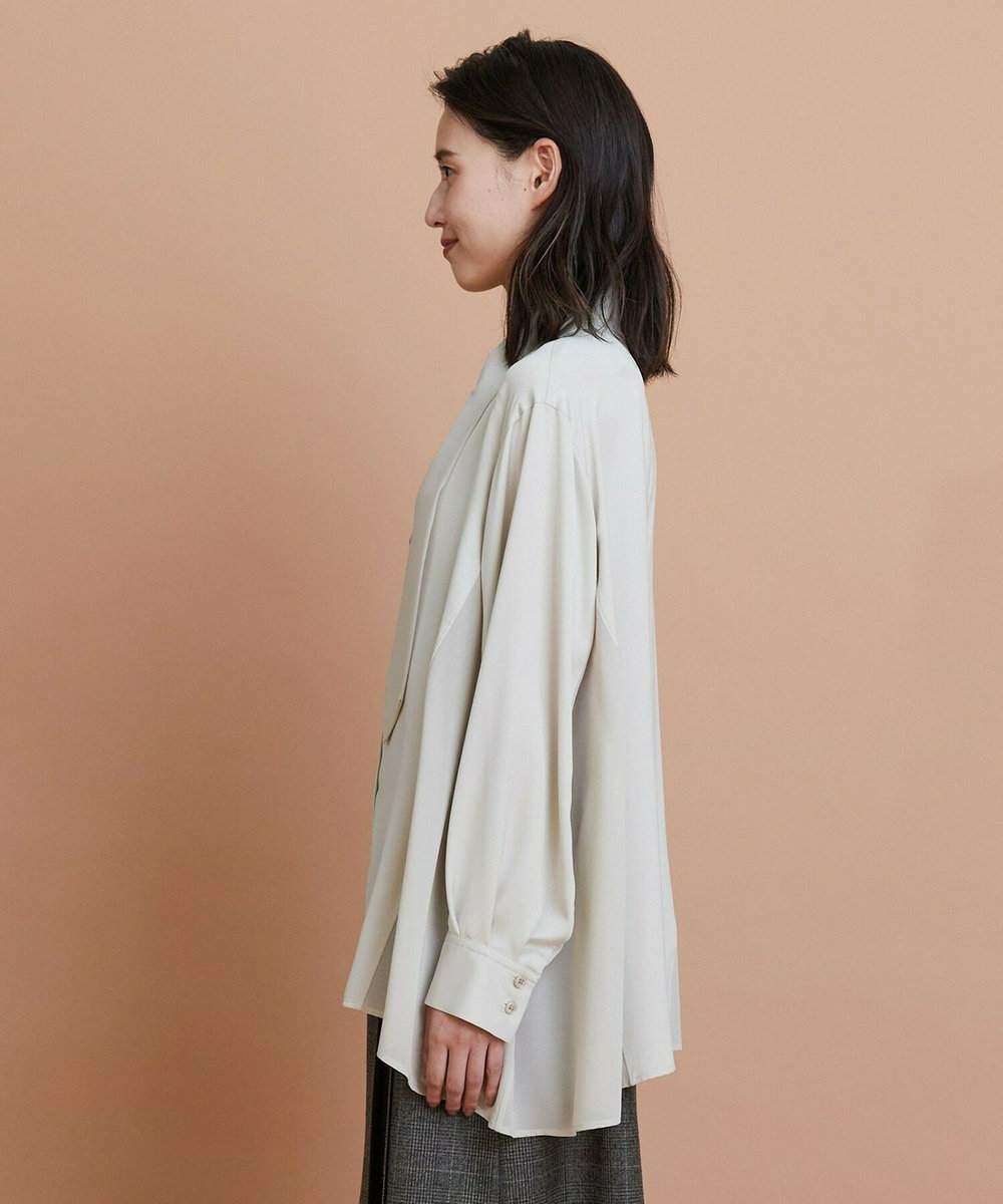 L'EQUIPE クレープサテン＆シフォンブラウス ベージュ