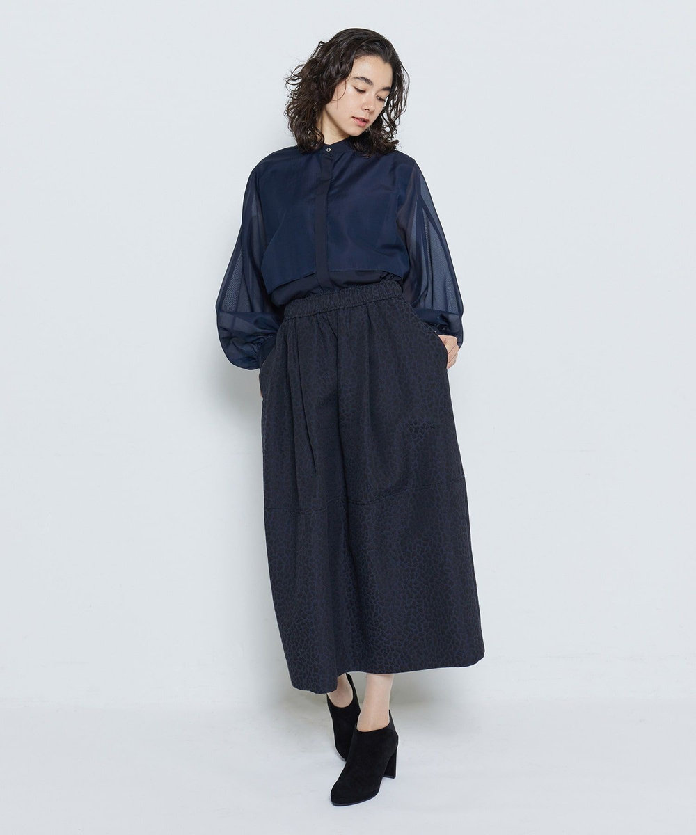 feerique シアーローンレイヤードブラウス ネイビー