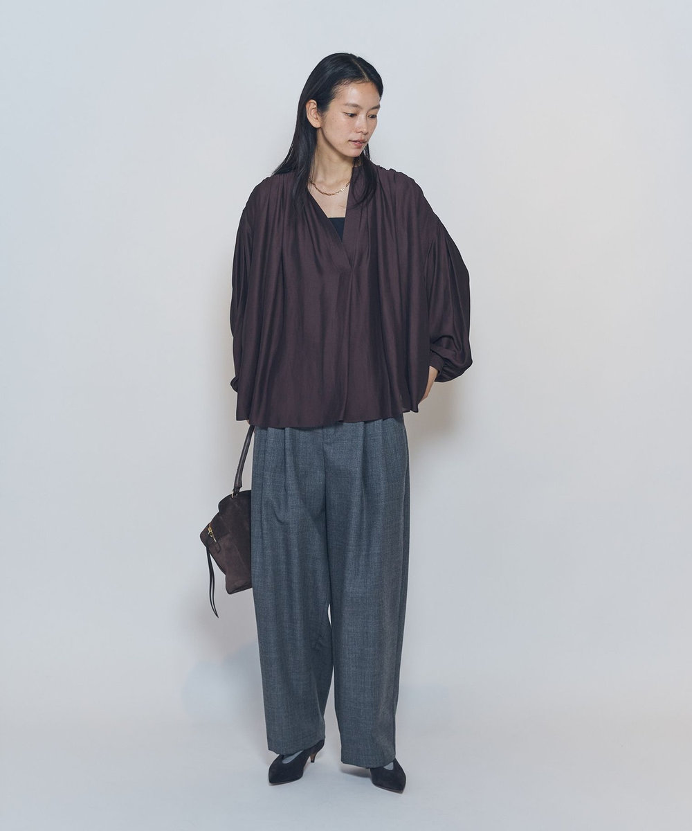 1er Arrondissement ギャザースキッパーブラウス ブラウン