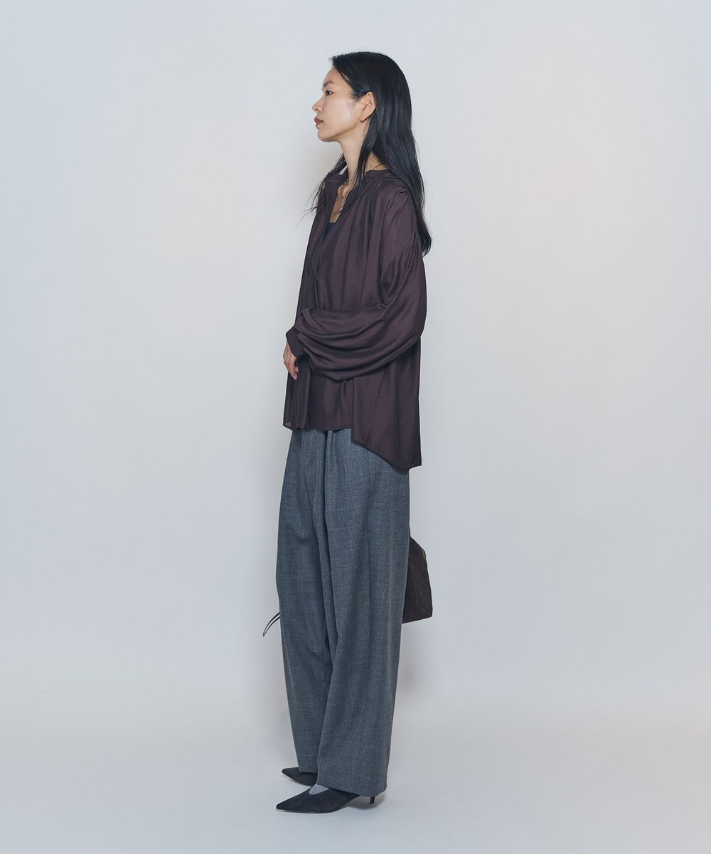 1er Arrondissement ギャザースキッパーブラウス ブラウン