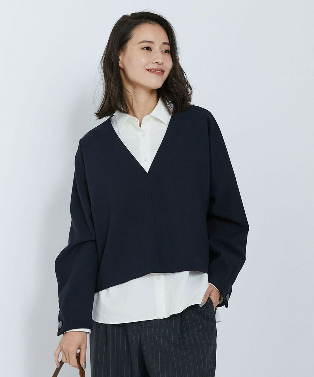 L'EQUIPE ダブルクロスブラウス ネイビー