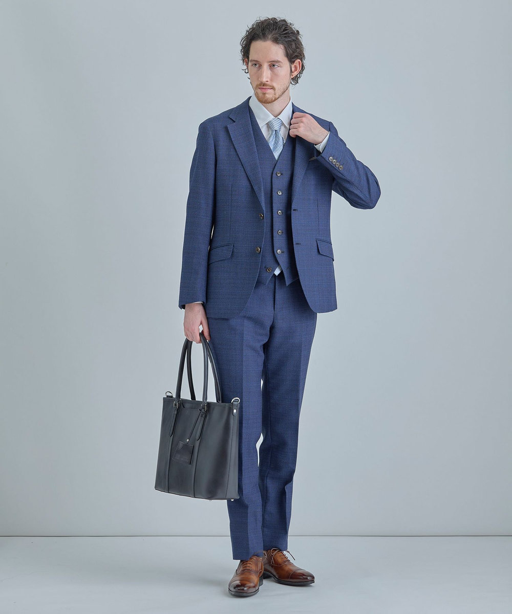 MEN'S BIGI ジオメトリック柄シルクチーフ ブルー