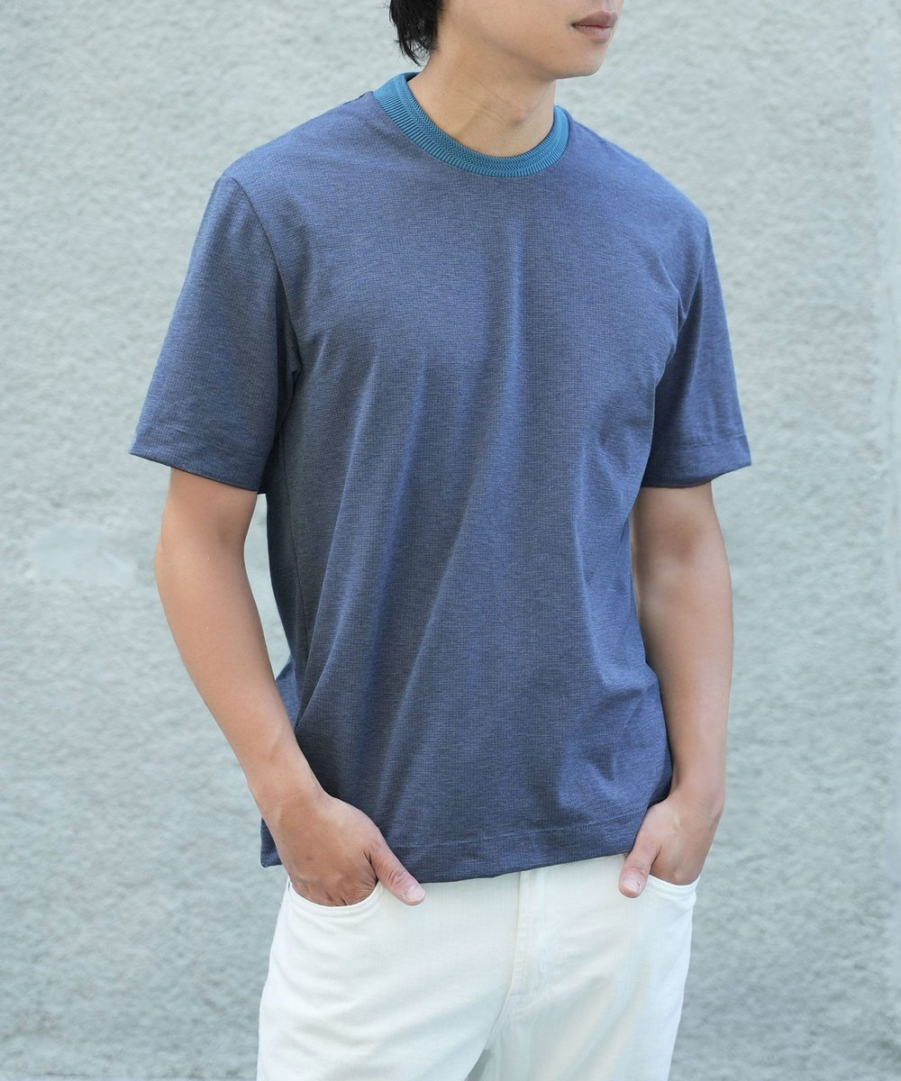 MEN'S BIGI 【WEB限定】ドットメッシュジャージTシャツ＜吸水速乾/通気性＞ ブルー