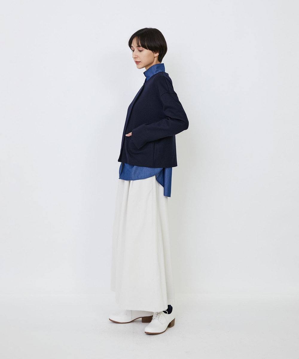 LOISIR ウール圧縮スムースジャケット ネイビー