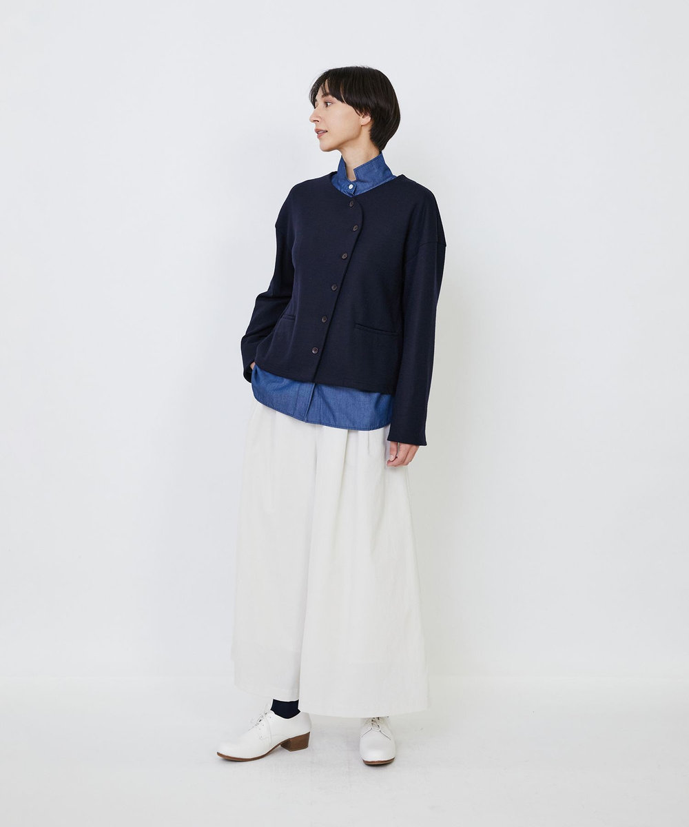LOISIR ウール圧縮スムースジャケット ネイビー