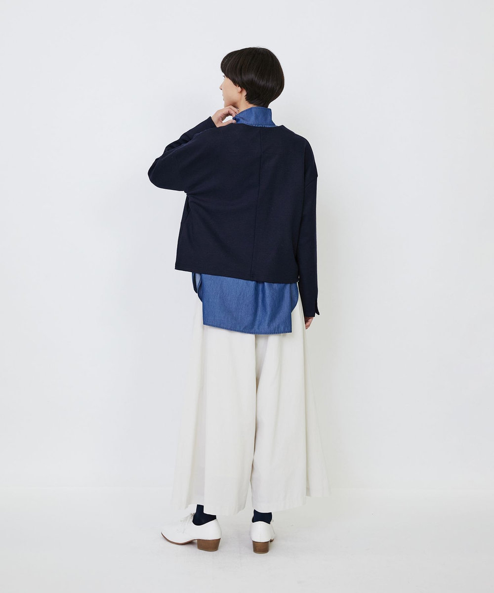LOISIR ウール圧縮スムースジャケット ネイビー