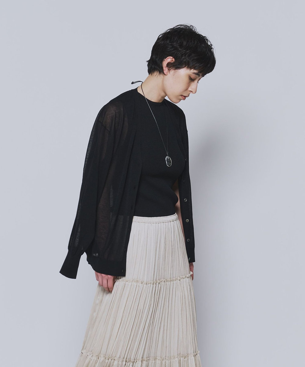 1er Arrondissement コットンナイロンシアーカーディガン ブラック