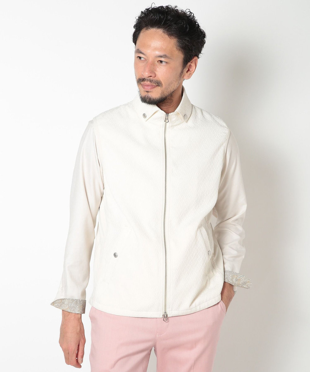 MEN'S BIGI フクレジャカードキルティングベスト ベージュ