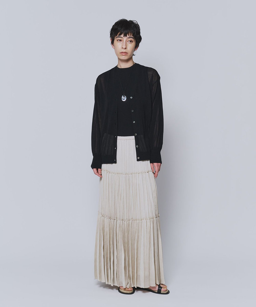 1er Arrondissement コットンナイロンシアーカーディガン ブラック