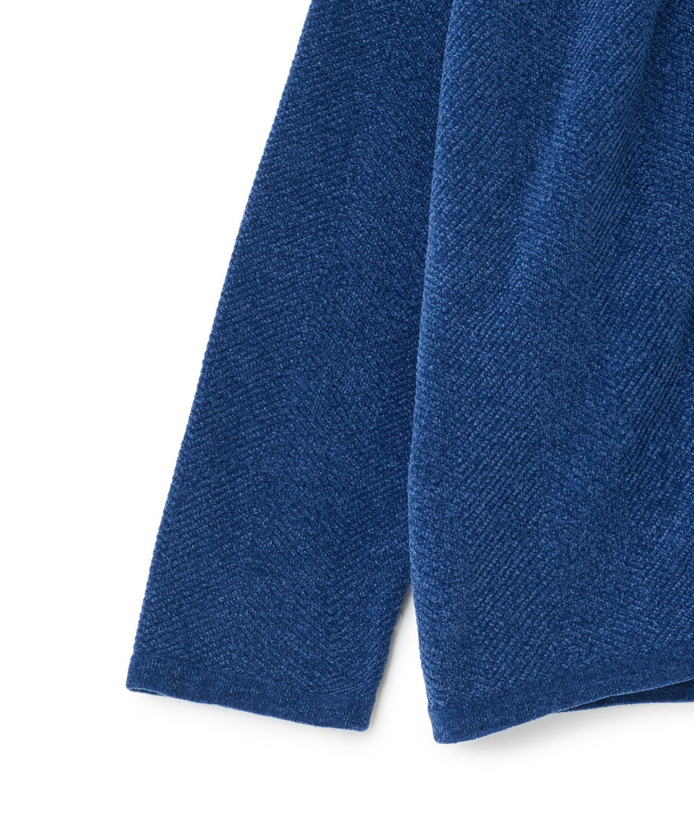 MEN'S BIGI モールヘリンボン ボタンレスカーディガン ブルー