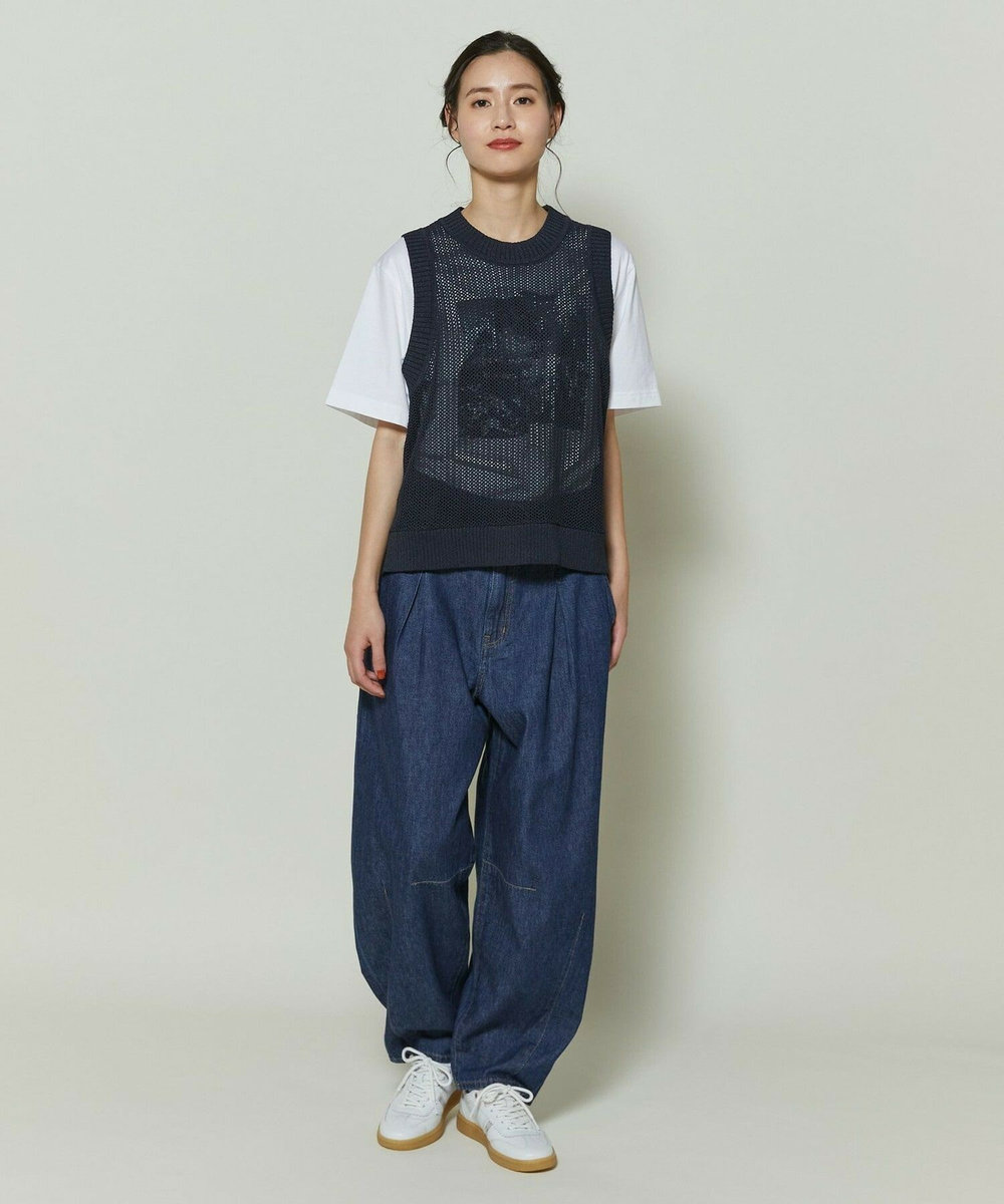 L'EQUIPE GREEN 和紙メッシュジレ ネイビー