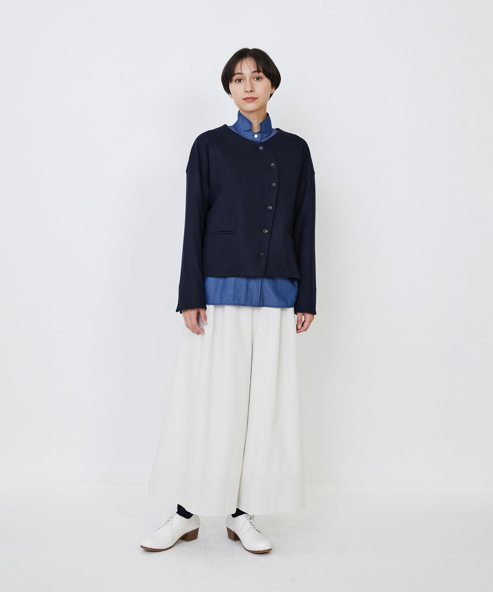 LOISIR ウール圧縮スムースジャケット ネイビー