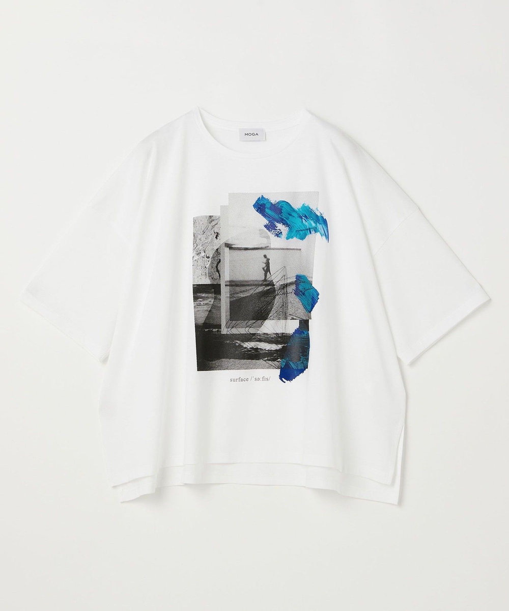 MOGA ハイゲージ天竺オリジナルプリントＴシャツ ホワイト