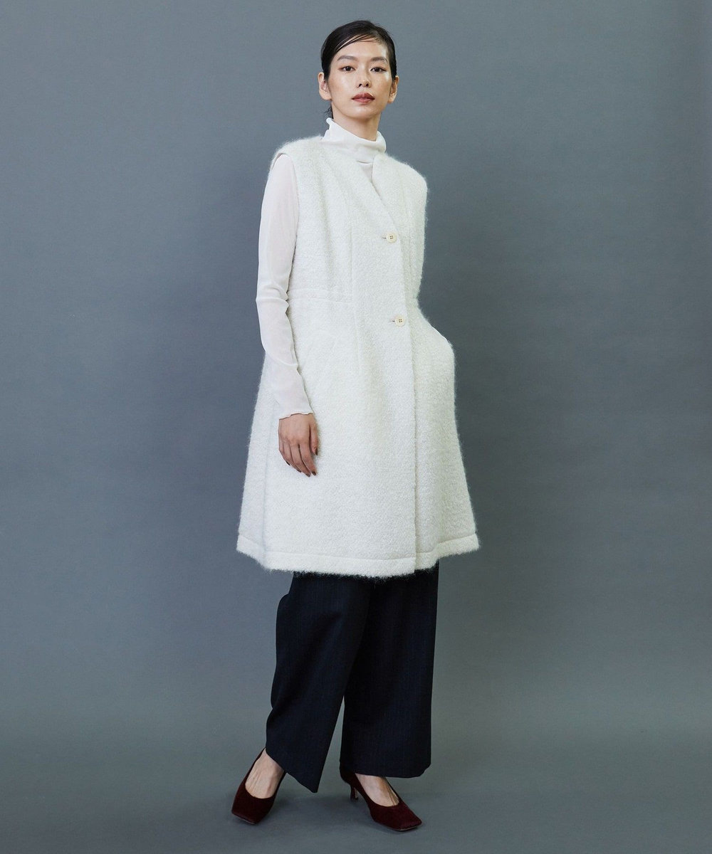 L'EQUIPE COUTURIER モヘヤリングウールロングジレ ホワイト