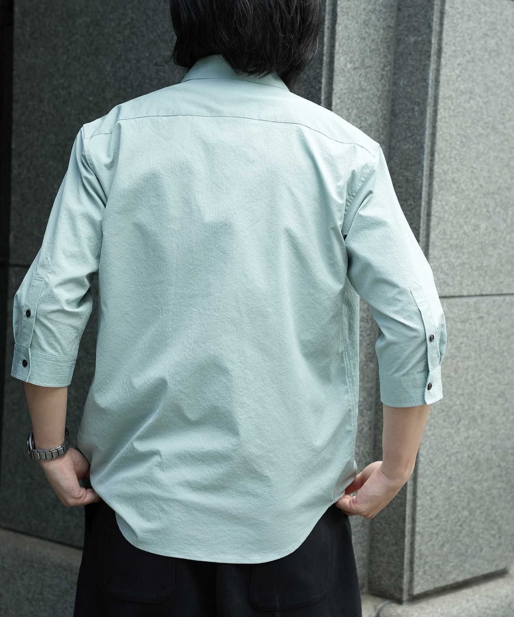 UNION STATION ストレッチワッシャーワイドカラーシャツ ミント