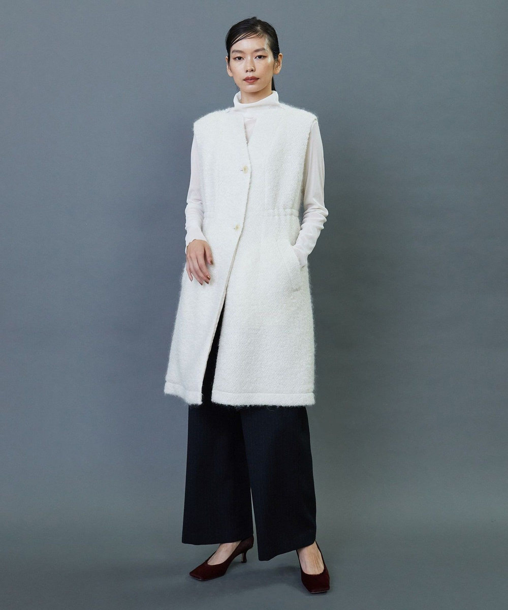 L'EQUIPE COUTURIER モヘヤリングウールロングジレ ホワイト