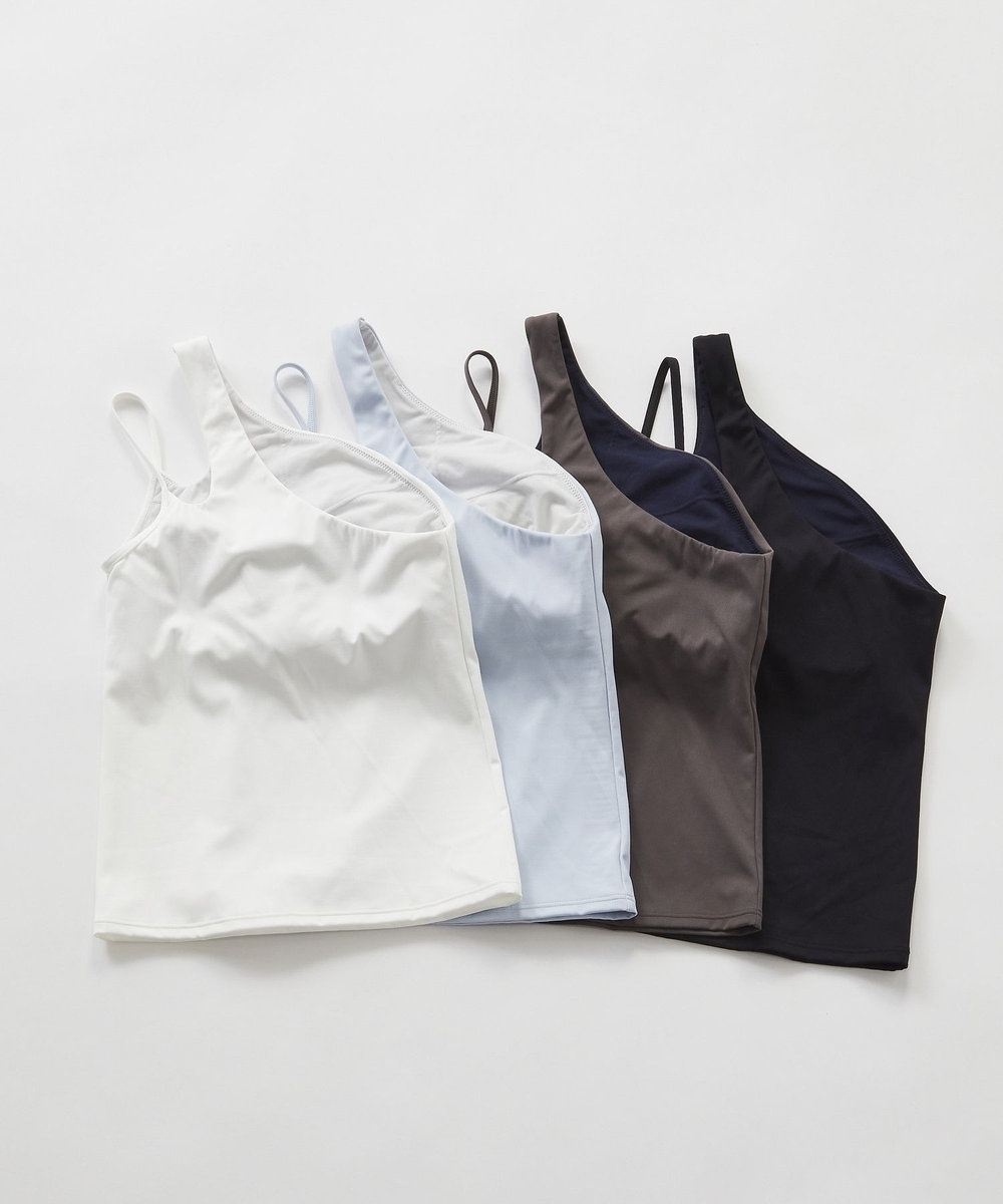 Julier YOGA FITアシメミドルトップス/パット付き・UVカット・吸汗速乾・ホットヨガ対応・水着・水陸両用 ホワイト