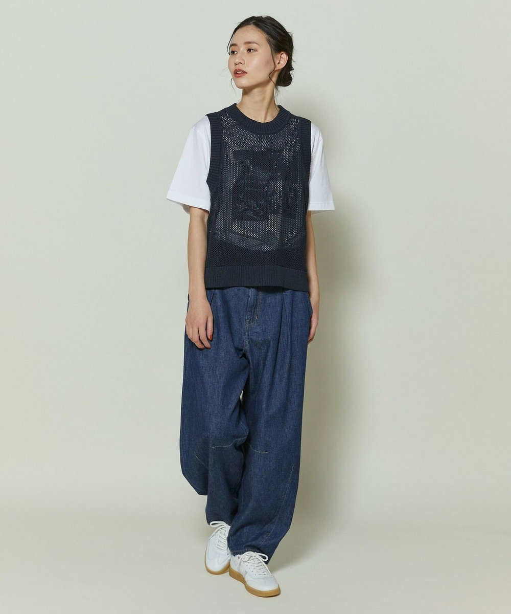 L'EQUIPE GREEN 和紙メッシュジレ ネイビー