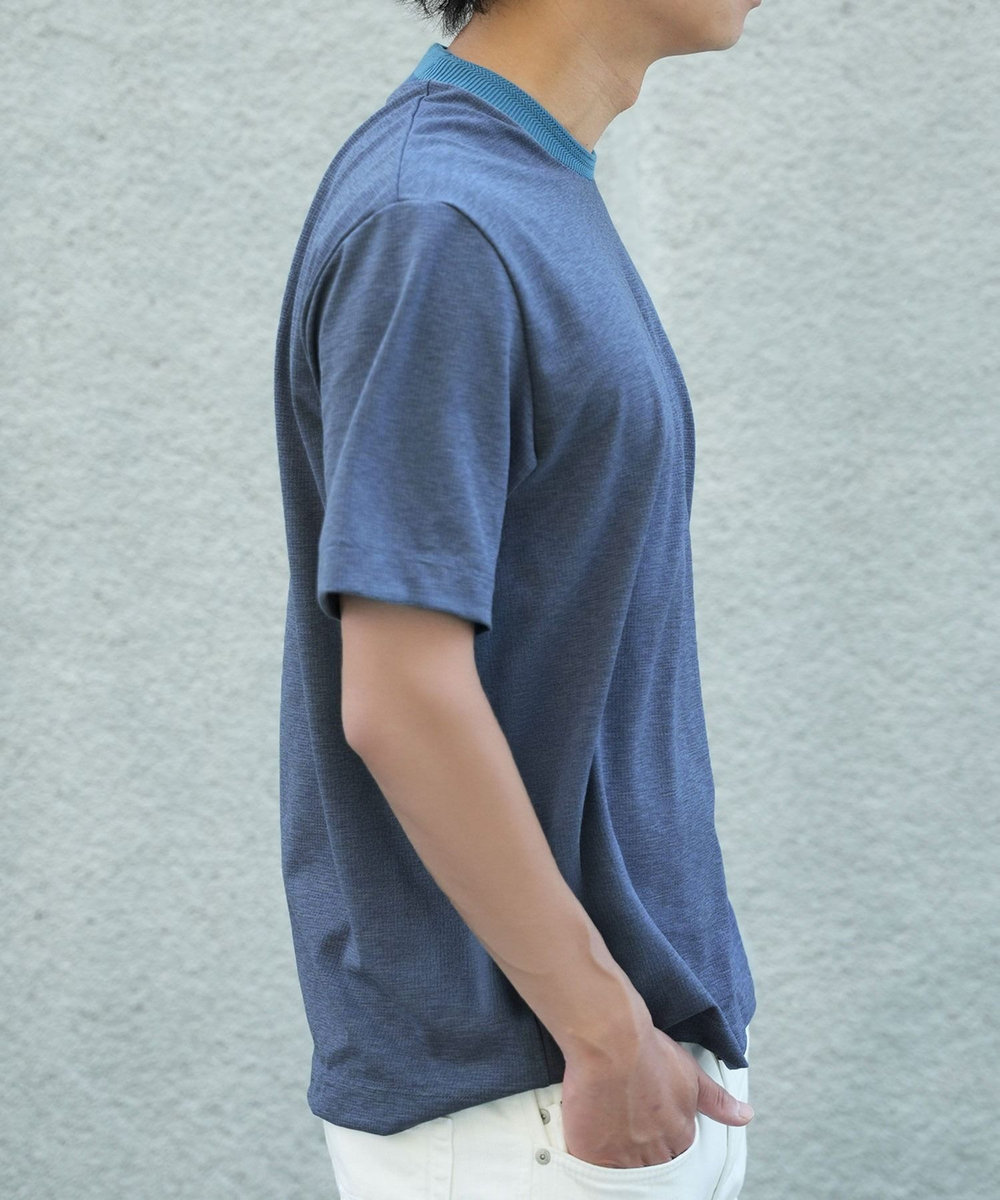 MEN'S BIGI 【WEB限定】ドットメッシュジャージTシャツ＜吸水速乾/通気性＞ ブルー