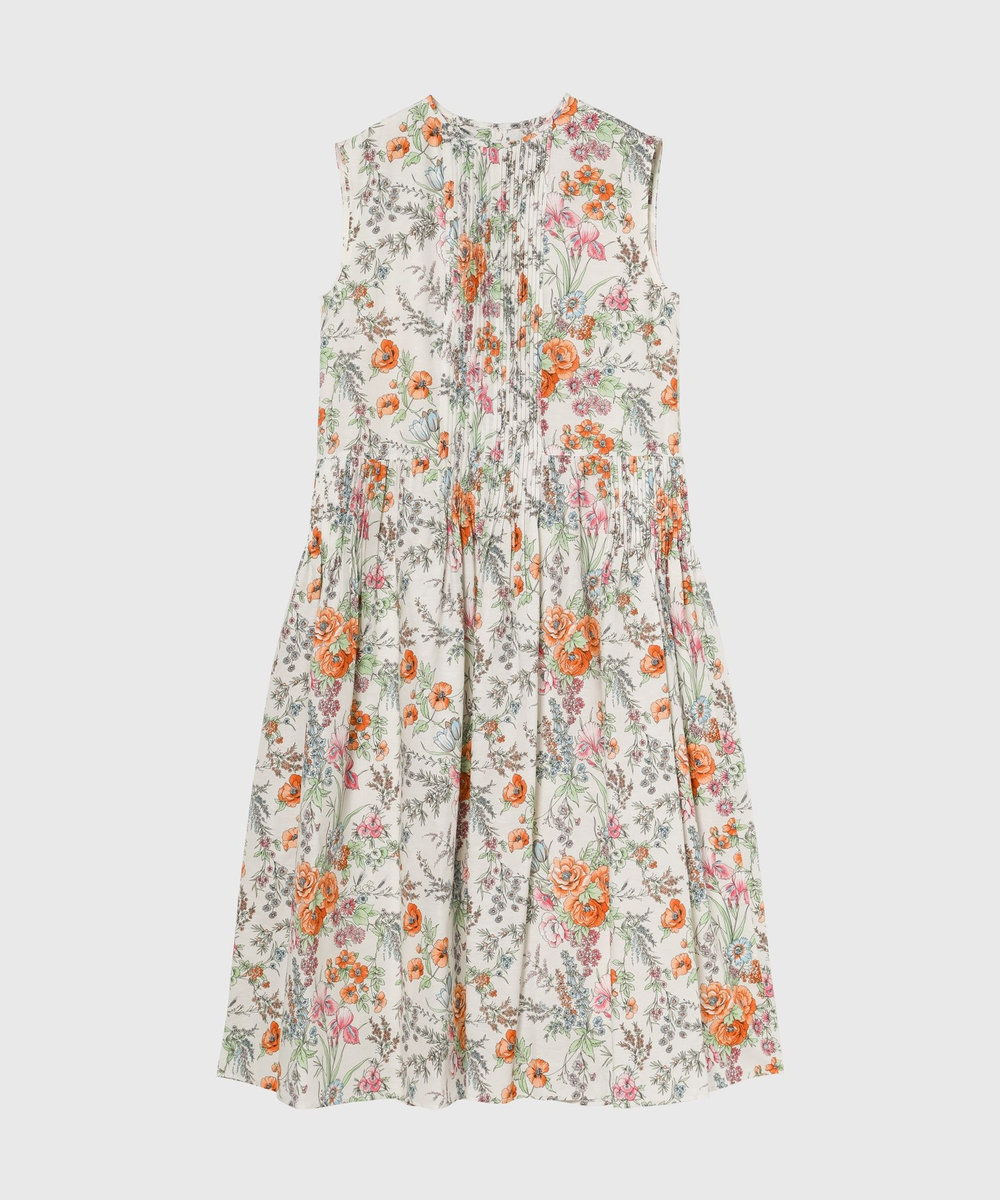 DÉPAREILLÉ LINEN COTTON FLOWER PRINT DRESS / リネンコットンフラワープリントドレス ベージュ