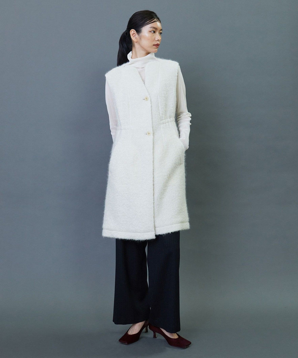 L'EQUIPE COUTURIER モヘヤリングウールロングジレ ホワイト
