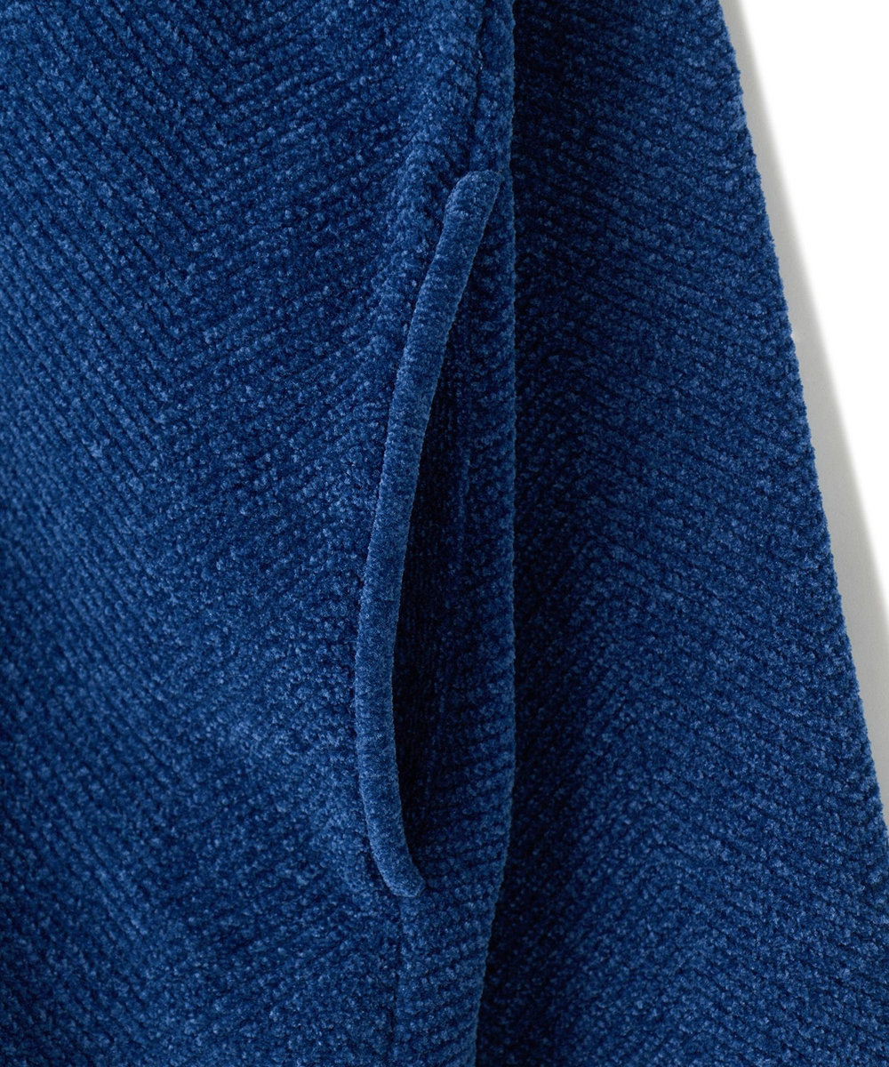 MEN'S BIGI モールヘリンボン ボタンレスカーディガン ブルー