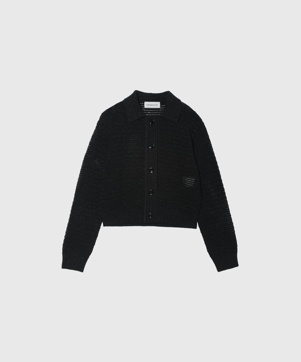 DÉPAREILLÉ MIX POLO CARDIGAN / ミックスポロカーディガン ブラック