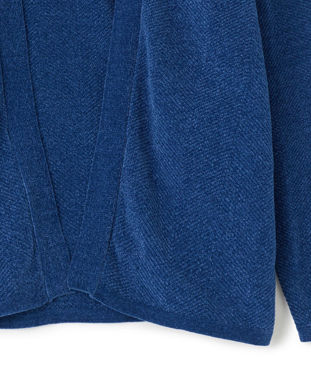 MEN'S BIGI モールヘリンボン ボタンレスカーディガン ブルー