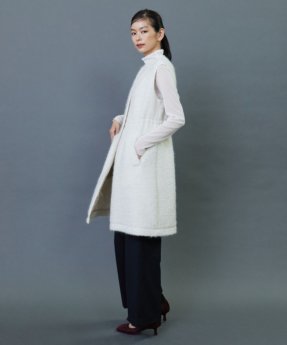 L'EQUIPE COUTURIER モヘヤリングウールロングジレ ホワイト