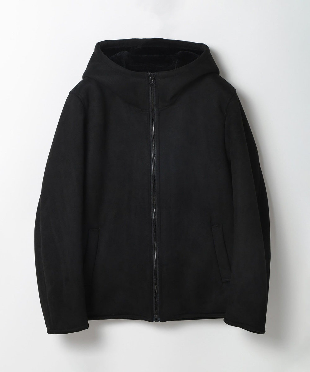 MEN'S BIGI テックレザームートンパーカー ブラック