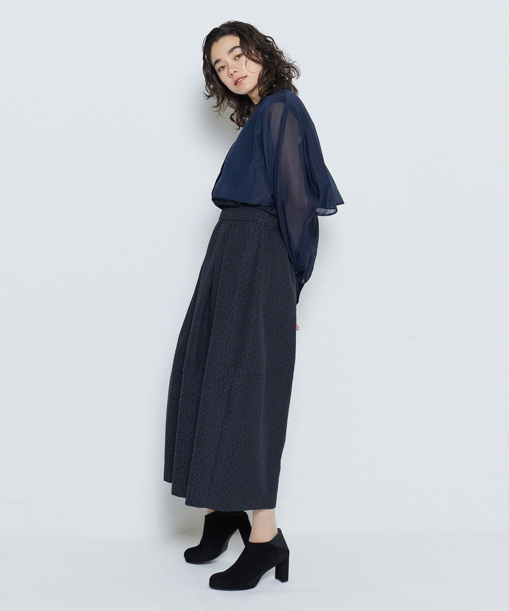 feerique シアーローンレイヤードブラウス ネイビー
