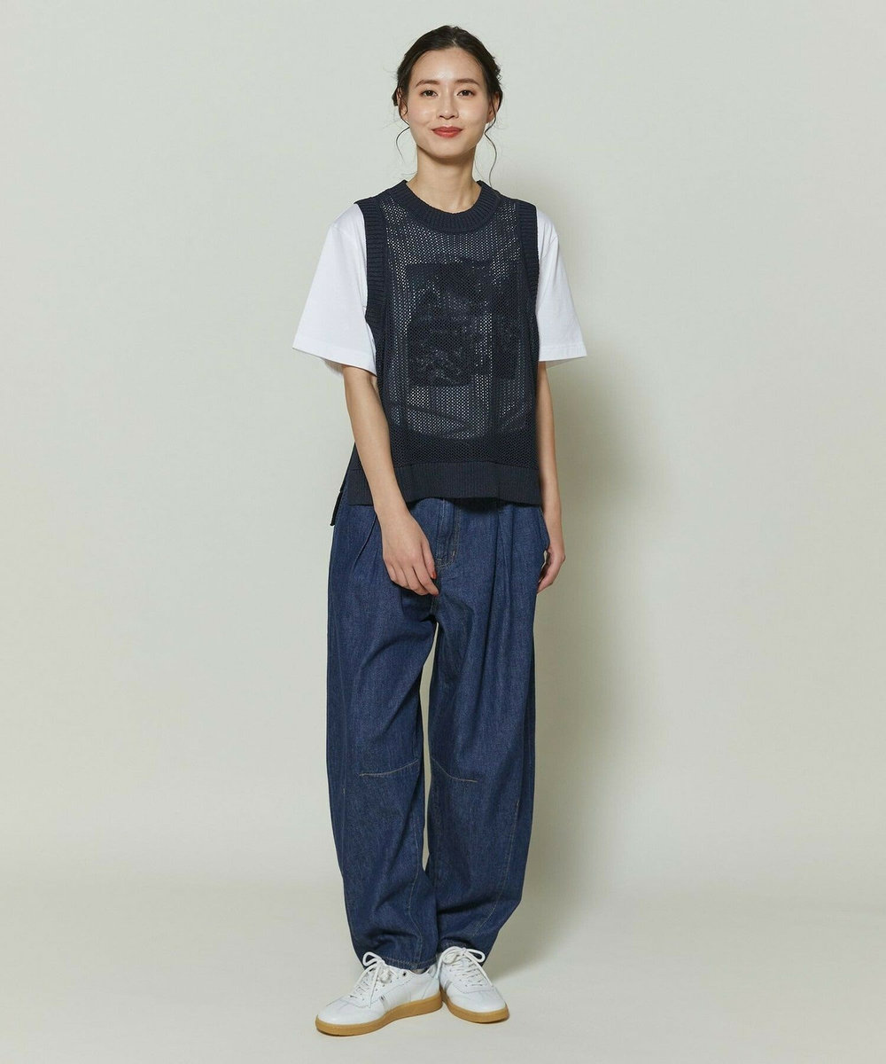 L'EQUIPE GREEN 和紙メッシュジレ ネイビー