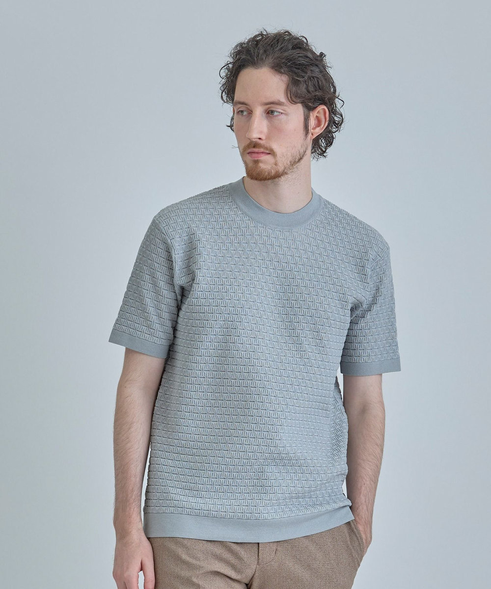 MEN'S BIGI 【ACTIVE TAILOR】ブリスターニットジャカードＴシャツ＜通気性/速乾性＞ グレー