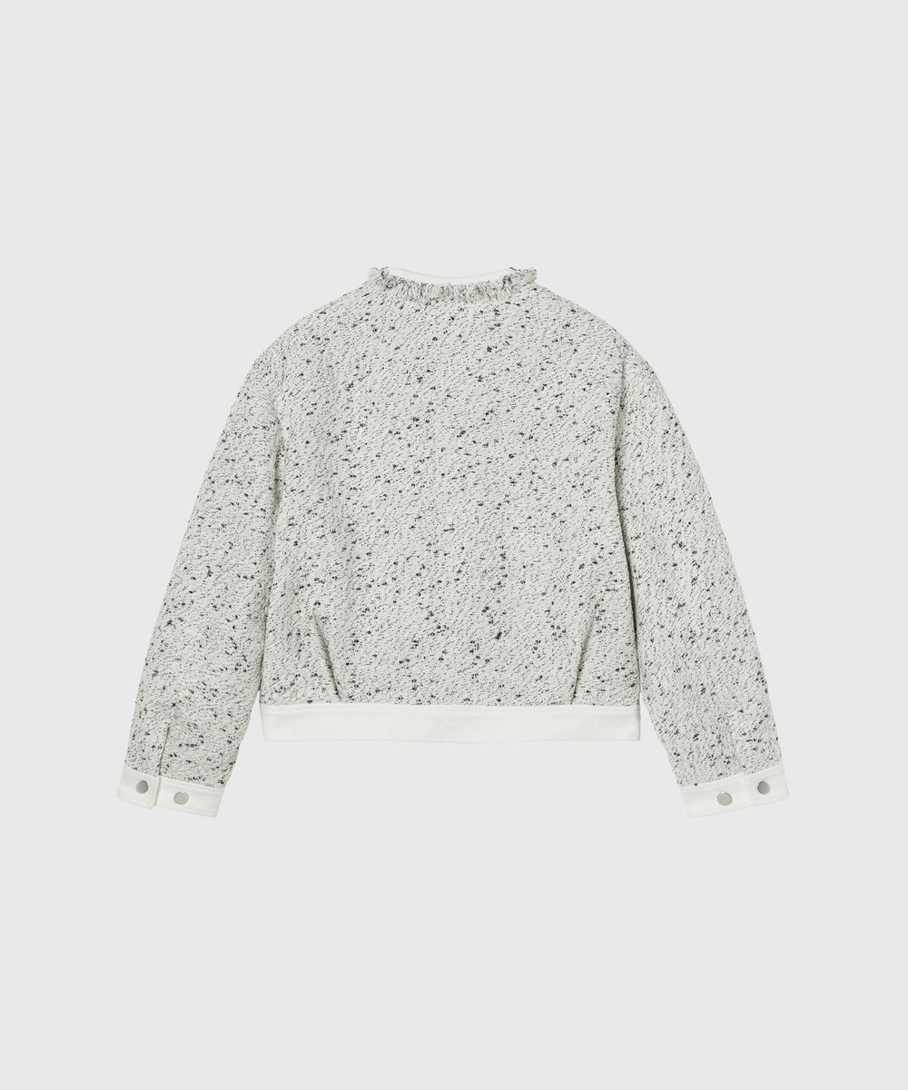 DÉPAREILLÉ NEP TWEED NO COLLAR JACKET / ネップツィードノーカラージャケット オフホワイト