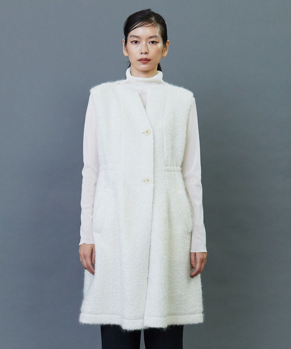L'EQUIPE COUTURIER モヘヤリングウールロングジレ ホワイト