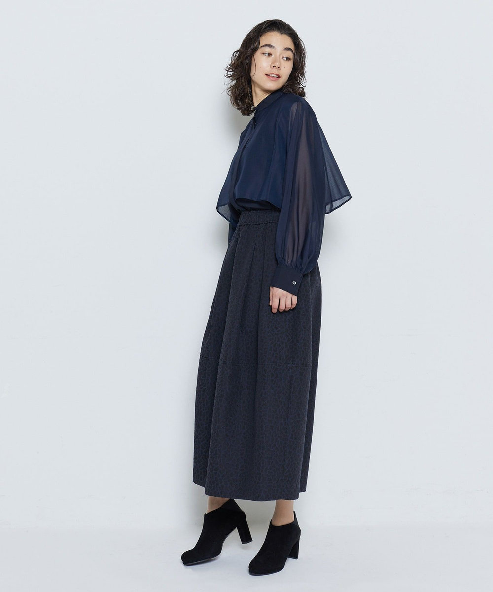 feerique シアーローンレイヤードブラウス ネイビー