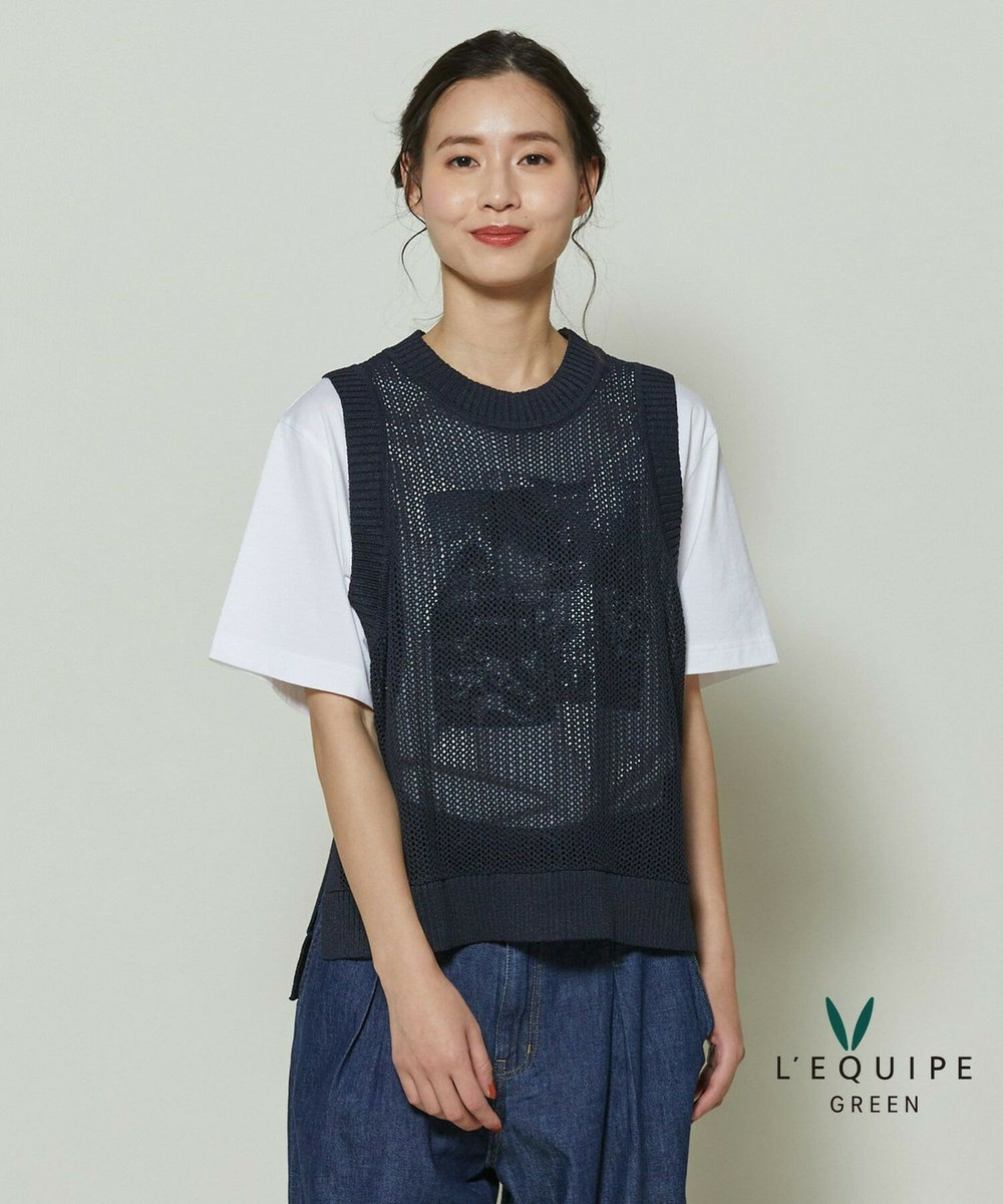 L'EQUIPE GREEN 和紙メッシュジレ ネイビー
