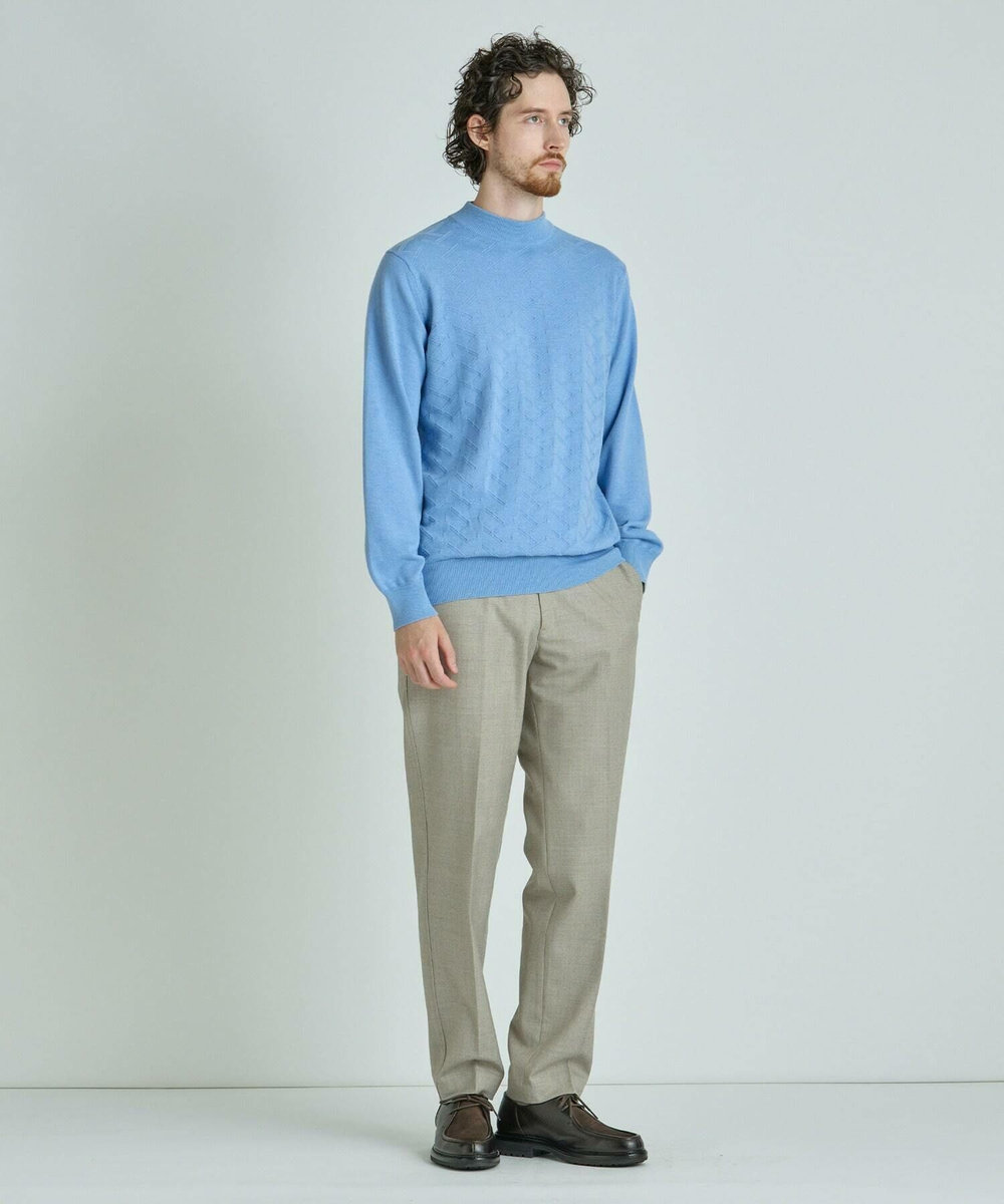 MEN'S BIGI 【ACTIVE TAILOR/アクティブテイラー】12Gジャカードモックネックニット ブルー