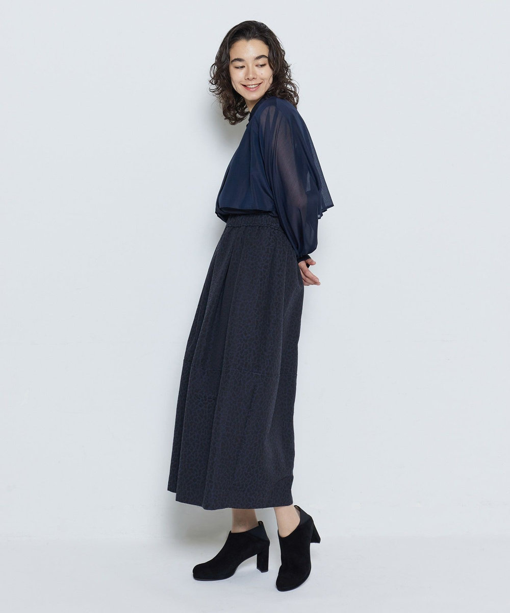 feerique シアーローンレイヤードブラウス ネイビー