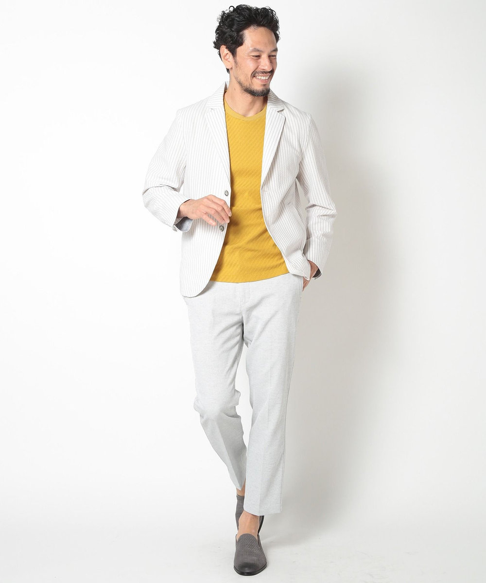 MEN'S BIGI リンクスジャカードシルケットカットソー イエロー