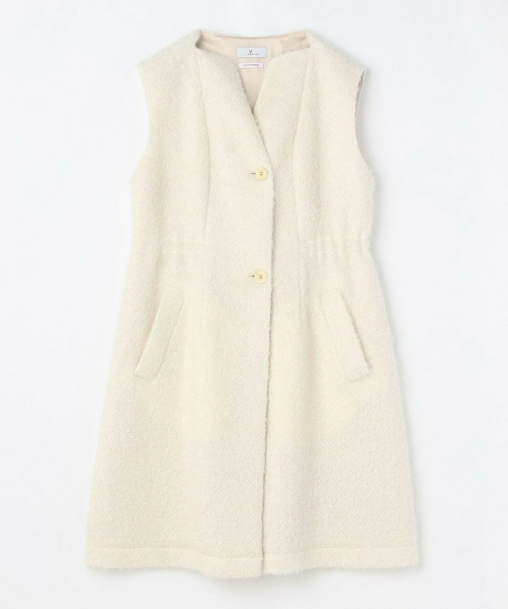 L'EQUIPE COUTURIER モヘヤリングウールロングジレ ホワイト