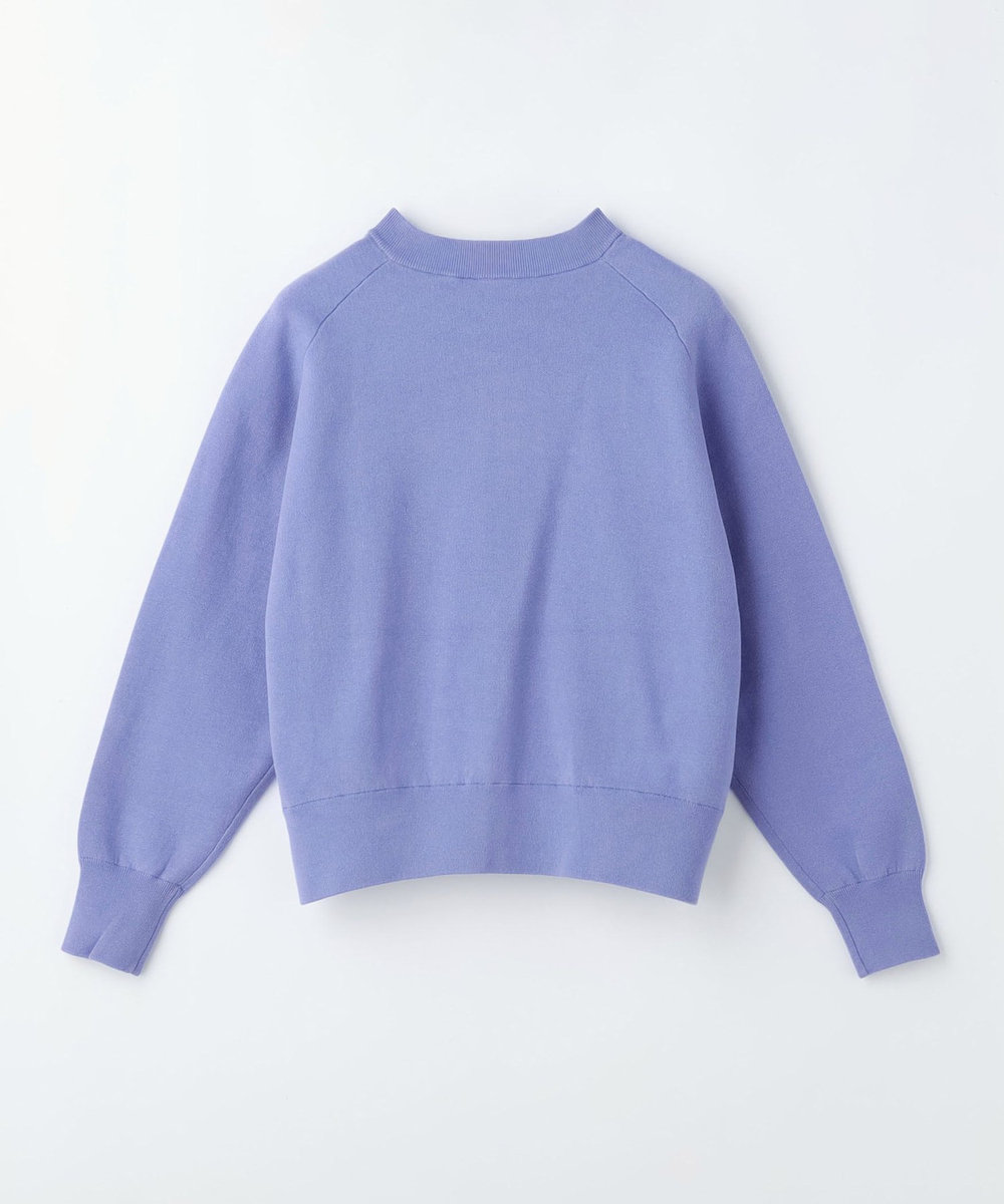 LOISIR コットン接結編みニットブルゾン ブルー