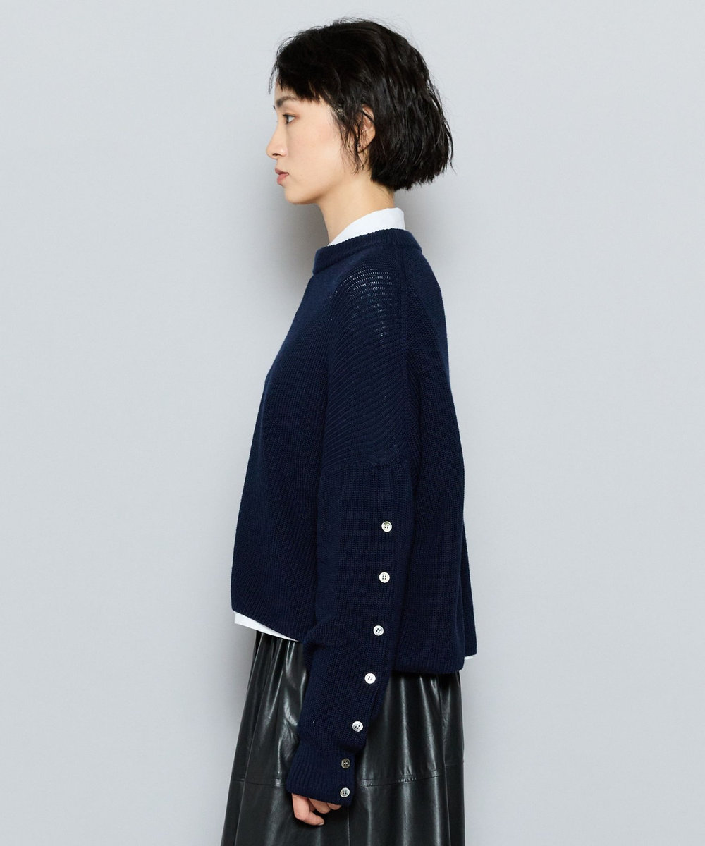 L'EQUIPE GREEN ECOキュプラウールクロップドプルオーバー ネイビー