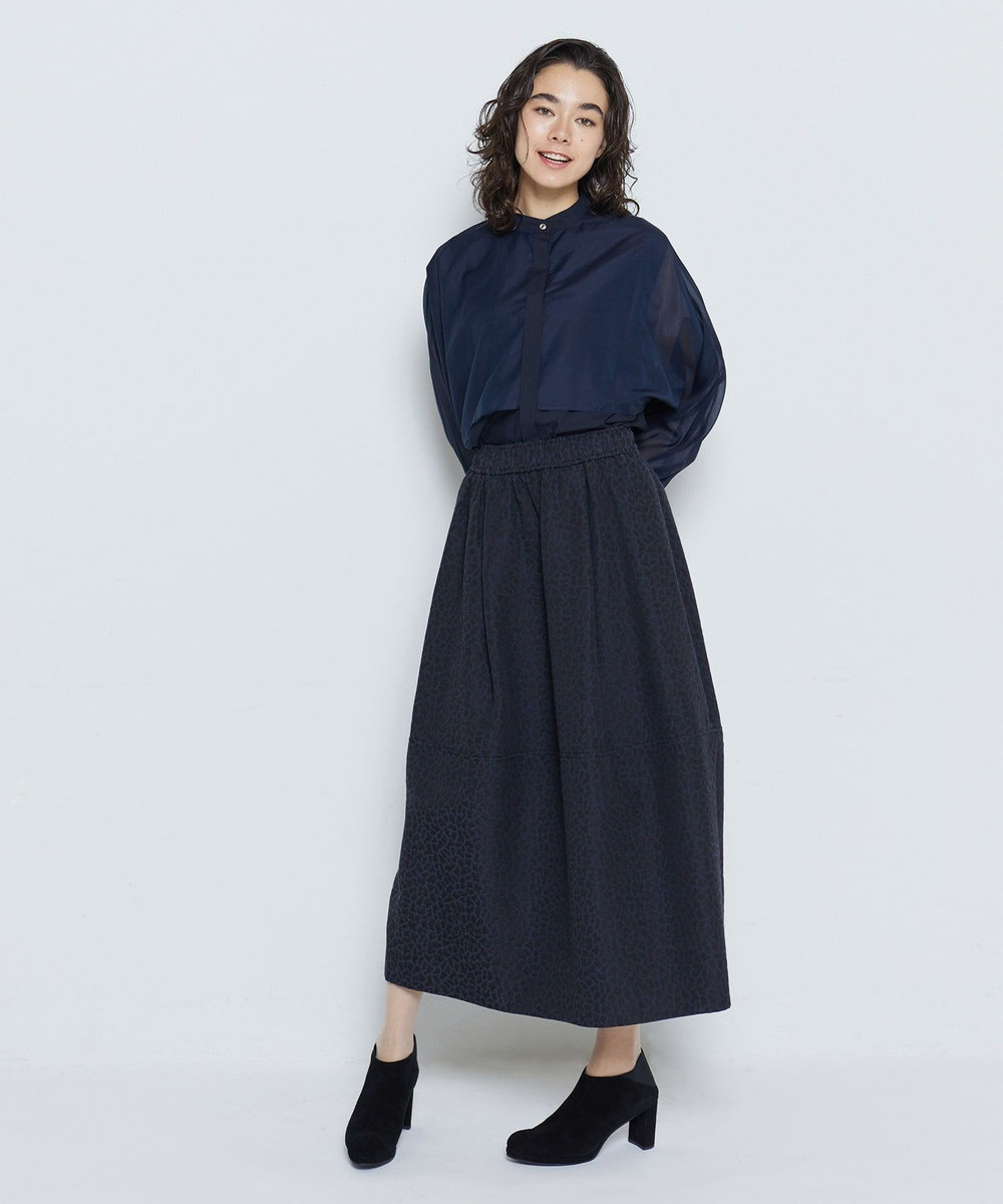 feerique シアーローンレイヤードブラウス ネイビー