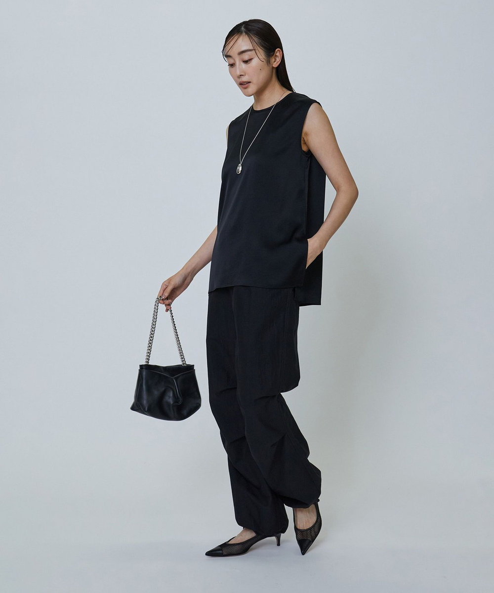 1er Arrondissement コットンナイロンパラシュートパンツ ブラック