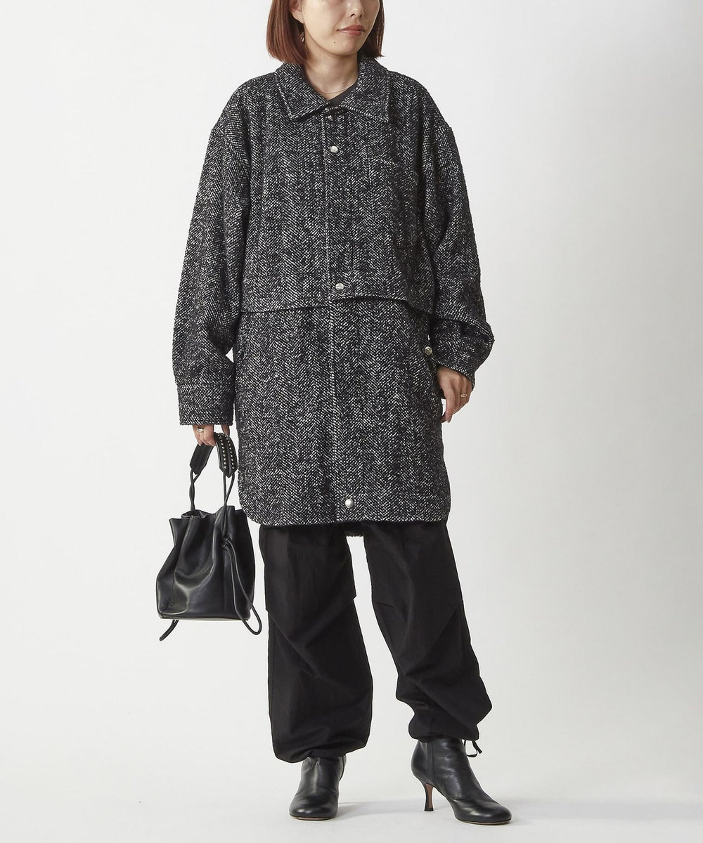 1er Arrondissement コットンナイロンパラシュートパンツ ブラック
