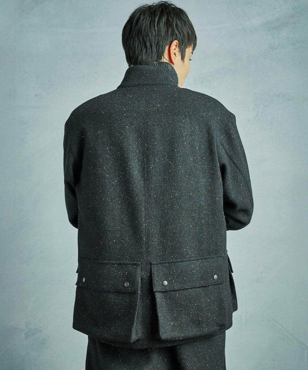 MEN'S BIGI 【50th Anniv . 菊池武夫】HARRIS TWEED COLOR NEP BLOUSON ブラック