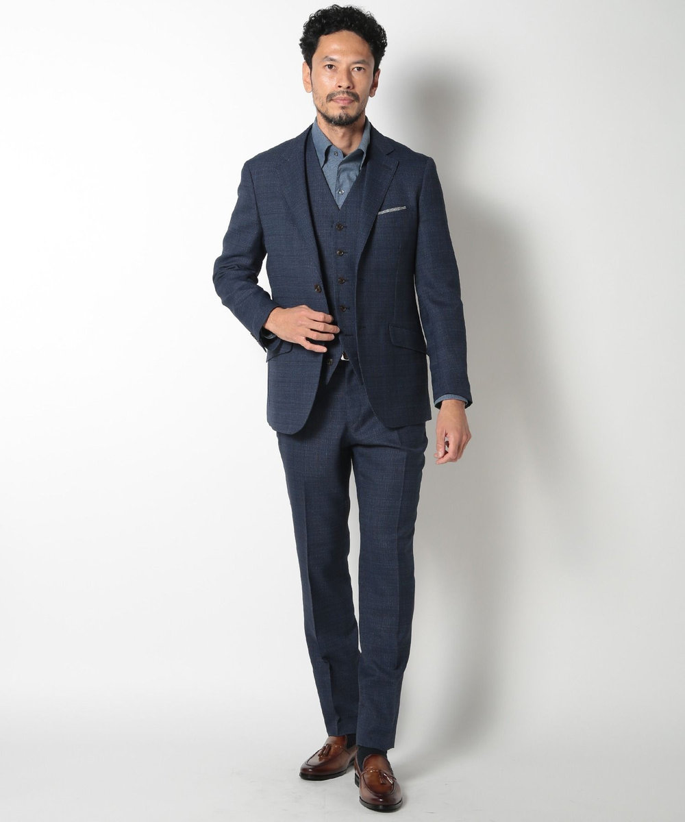 MEN'S BIGI 【ACTIVE TAILOR】ミックスヤーン/ホップサックジャケット ネイビー