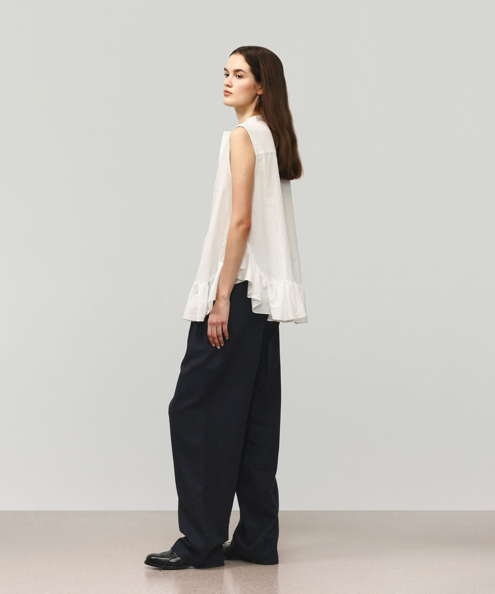 DÉPAREILLÉ COTTON RUFFLE HEM SLEEVELESS BLOUSE / コットンラッフルヘムスリーブブラウス オフホワイト