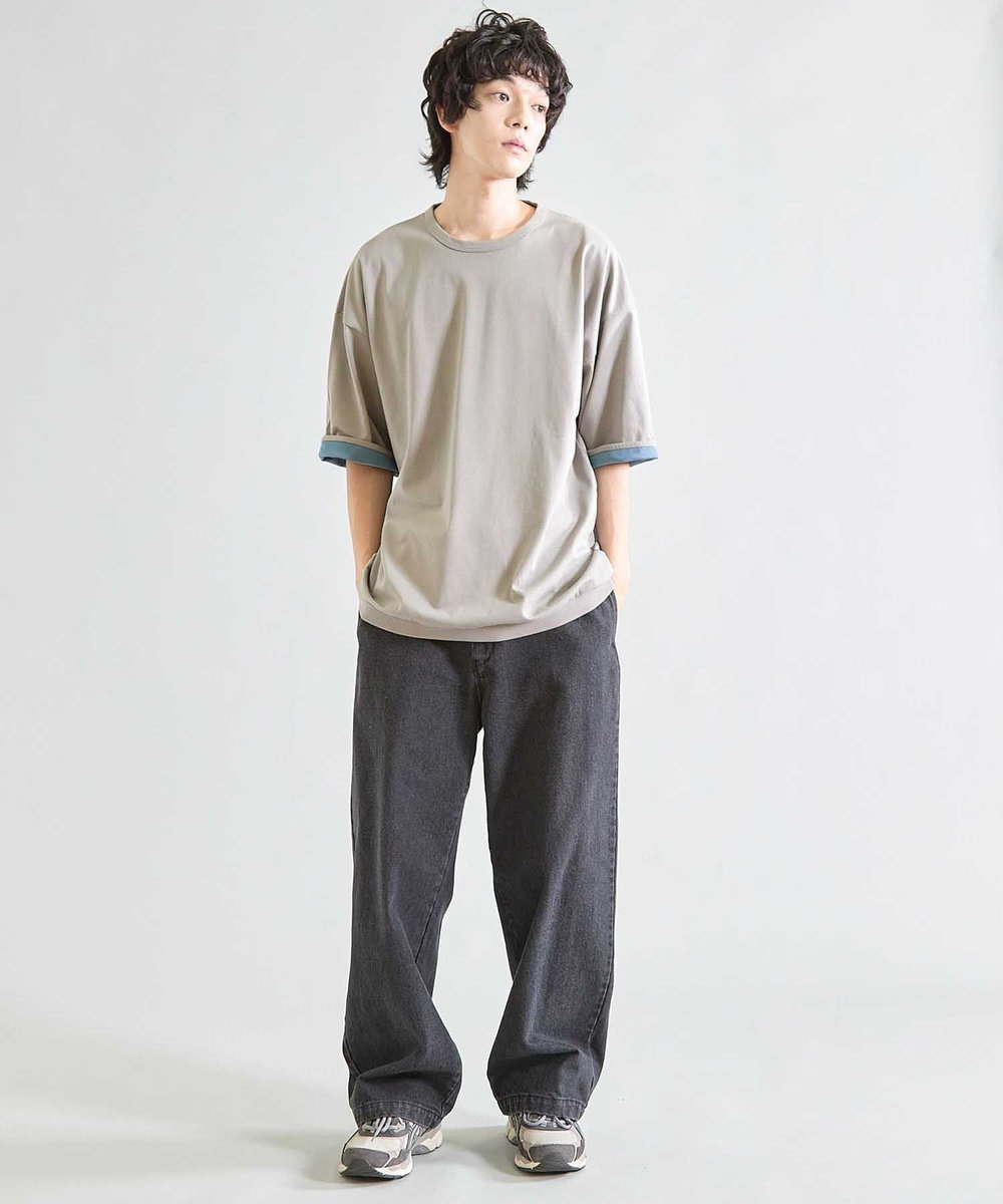 UNION STATION Wフェイス裏メッシュ5分袖T グレー